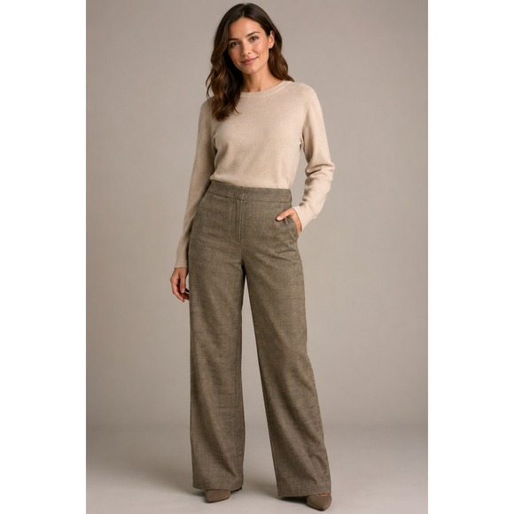 Talbots Pants - Talbots Italian Wool Plaid Trouser Pants Size 2 Gray Career Wide Leg